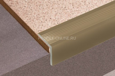 Угловой порог алюминиевый 30х30 с рифлением Д19 Бронза РЕ 2,7 м (упаковка 10 штук)