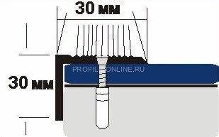 Угловой порог алюминиевый 30х30 с рифлением Д19 Бронза РЕ 2,7 м (упаковка 10 штук)
