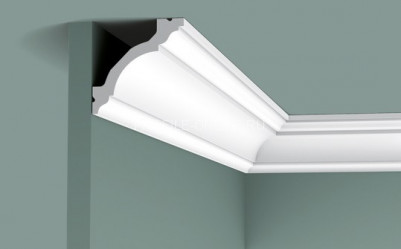 Гибкий потолочный плинтус Orac Decor Purotouch C213F белого цвета из полиуретана 80х80 мм 200 см