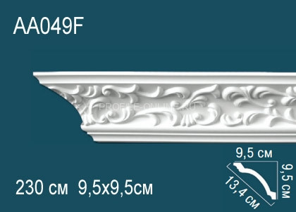 Гибкий потолочный плинтус с рисунком Перфект AA049F белый из полиуретана 95х134х95 мм 230 см
