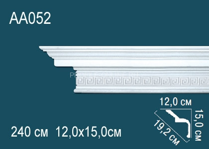 Потолочный плинтус с рисунком Перфект AA052 белый из полиуретана 150х192х120 мм 240 см
