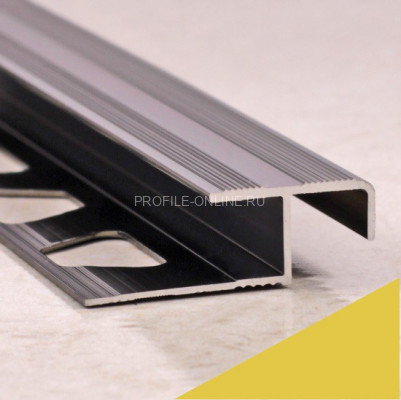 Z-профиль алюминиевый закладной с рифлением 10 мм ПО-02 золото матовое 2,7 м