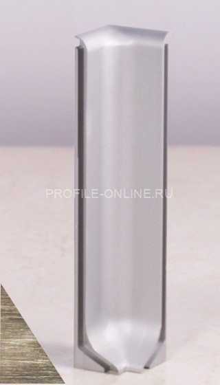 Уголок внутренний для плинтуса напольного ПЛ-40 серебро глянец браш