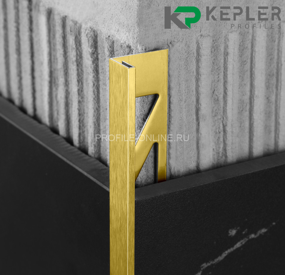 L-образный профиль 12х3 мм из нержавеющей стали SS 304 FSBP019-12 GS S.S.304 золото сатинированное 2.7 м