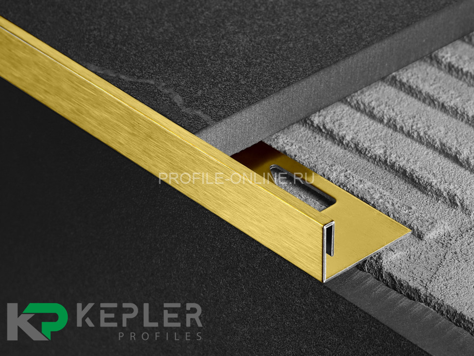 L-образный профиль 12х3 мм из нержавеющей стали SS 304 FSBP019-12 GS S.S.304 золото сатинированное 2.7 м