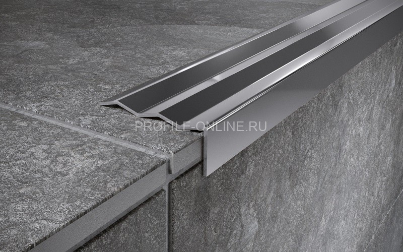 Угловой нержавеющий порог стальной 40х8 мм FCA 8 P полированная сталь 270 см