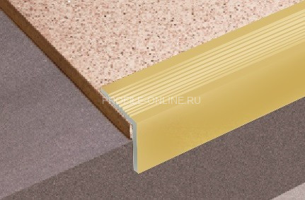 Угловой порог алюминиевый 30х30 с рифлением Д19 Золото КЕ 2,7 м (упаковка 10 штук)