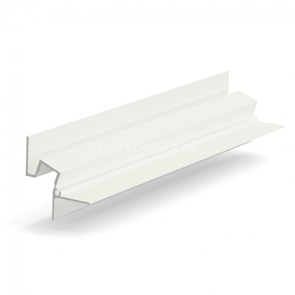 Алюминиевый теневой потолочный плинтус 43.8х44.1 мм скрытого монтажа под подсветку Laconistiq Gips Classic белый 300 см отступ 19 мм