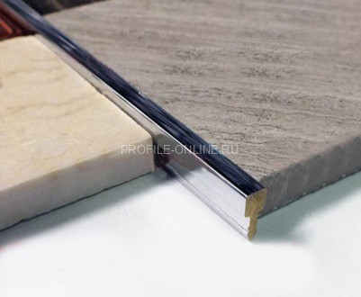 Латунный Т-профиль вставка ЛПТ-05 хром полированный 2,7 м