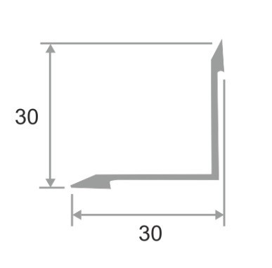 Алюминиевый порог угловой внутренний 30х30 мм ПО-31х31 серебро матовое 2,7 м