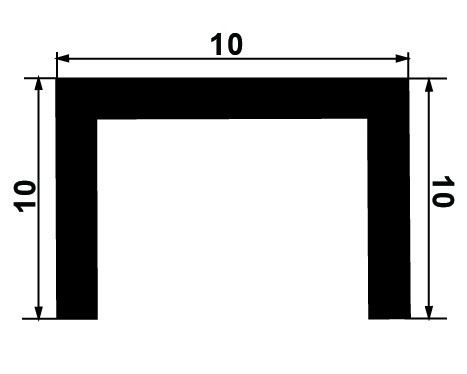 Алюминиевый П-образный профиль 10х10 Б-5 черный муар 3 м