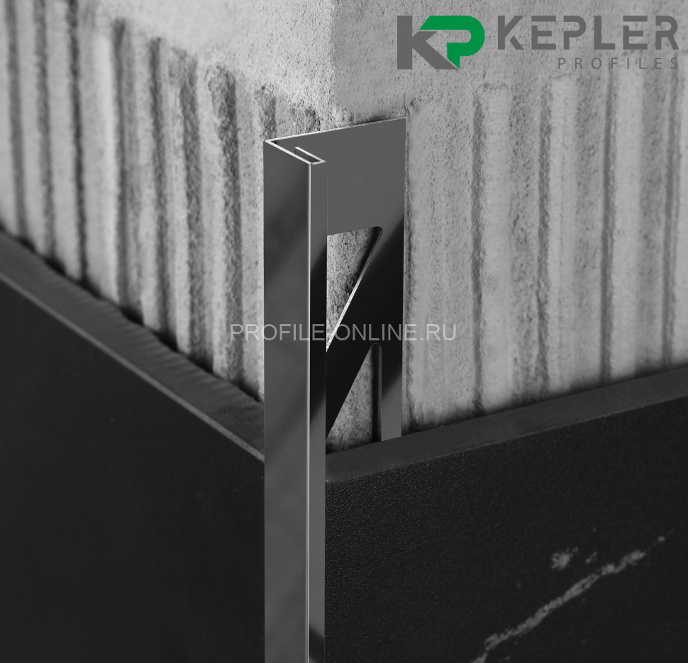 L-образный профиль 12х3 мм из нержавеющей стали SS 304 FSBP019-12 BP S.S.304 черный полированный 2.7 м