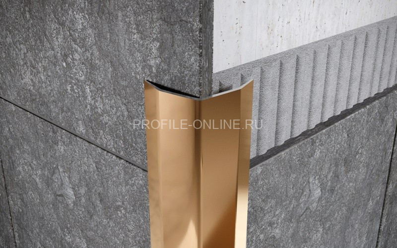 Нержавеющий уголок стальной с загнутыми краями 90х90 мм FD 90 GP золото полированное 300 см