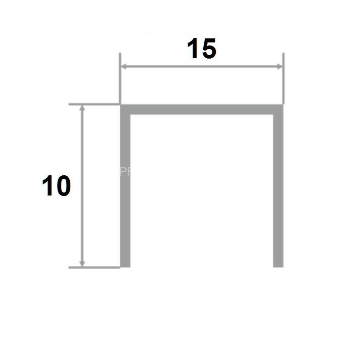 Латунный П-профиль PU 1510 OS 10х15х10 шлифованный 3м