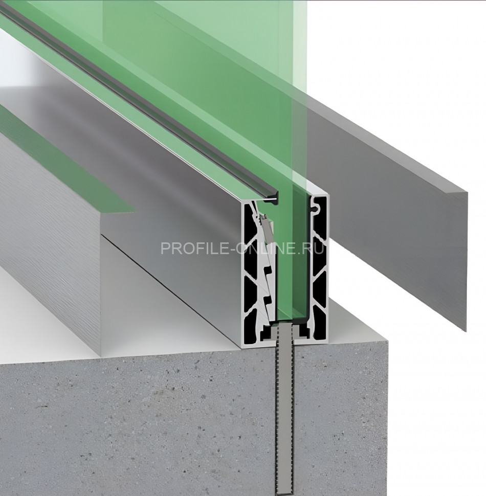 Профиль под стекло алюминиевый Диал ПСт-101 без покрытия 3 м