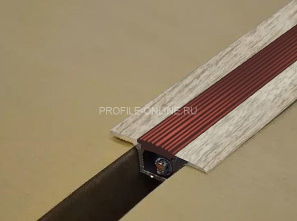 Алюминиевый порог одноуровневый 37 мм противоскользящий с кабель-каналом ПК-1 КД Дуб венеция (коричневая вставка) 2,7 м (упаковка 10 штук)