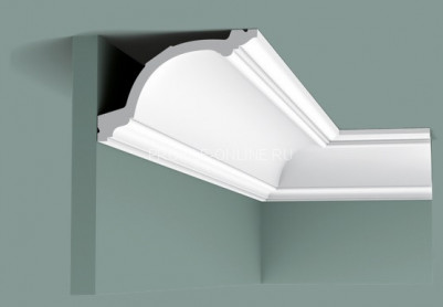 Гибкий потолочный плинтус Orac Decor Purotouch C217F белого цвета из полиуретана 156х103 мм 200 см