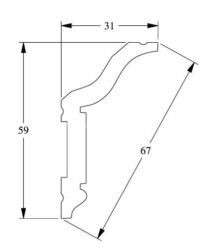 Потолочный плинтус Orac Decor Duropolymer CX141 белого цвета из полистирола 59х31 мм 200 см