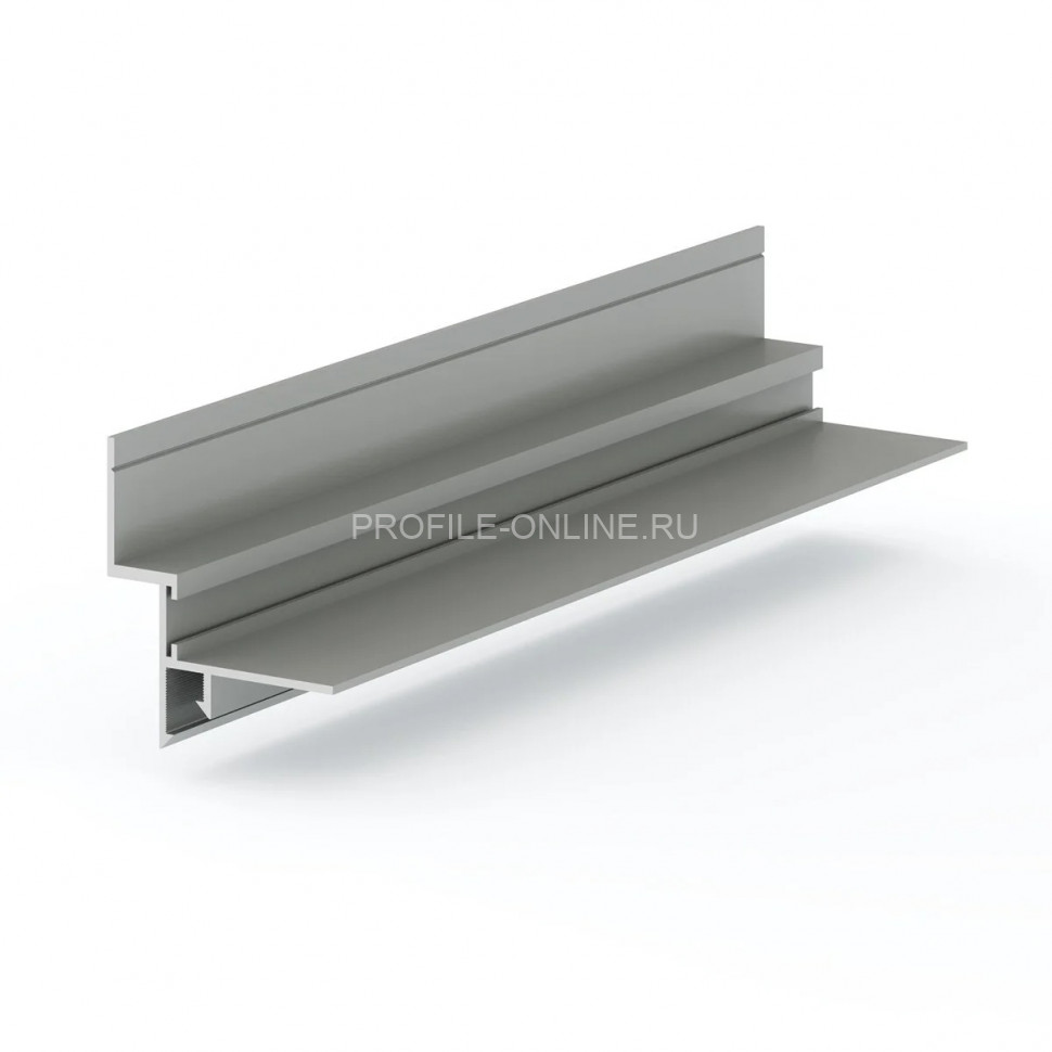 Теневой плинтус потолочный 43х38 мм под подсветку алюминиевый Laconistiq Gips Regular без покрытия 300 см отступ 10 мм