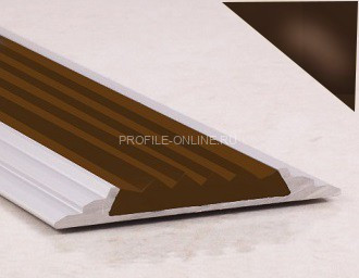 Противоскользящий порог алюминиевый с резиной 46 мм ПО-46 бронза глянец-коричневый 2,7 м