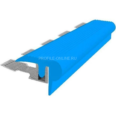 Закладной угловой профиль противоскользящий с резиновой вставкой Fm-10мм голубой 2,7 м