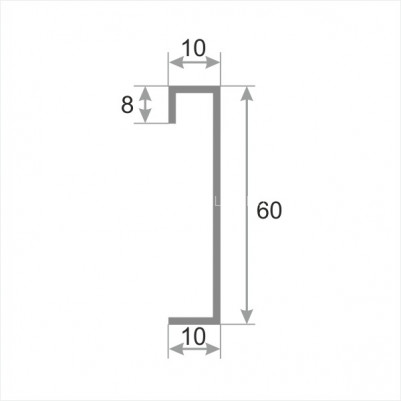 Плинтус для пола 60 мм из нержавеющей стали Н60 серебро глянец браш 2.5 м