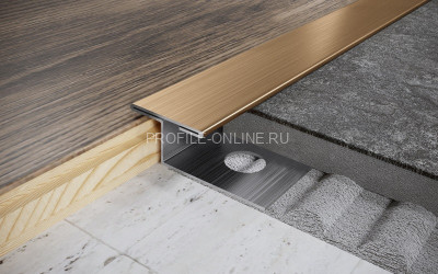 Т-профиль из нержавеющей стали закладной 10 мм FTZ 10 GS золото сатинированное 270 см
