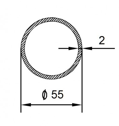 Алюминиевая труба 55х2 мм 3 м