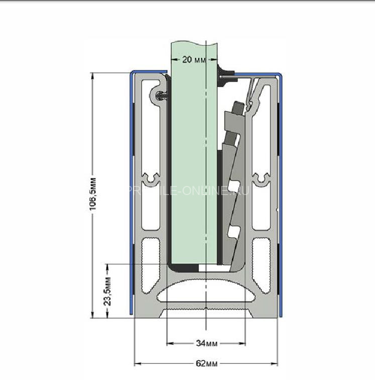 Профиль под стекло алюминиевый Диал ПСт-106 серебро 3 м