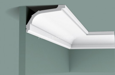 Гибкий потолочный плинтус Orac Decor Purotouch C220F белого цвета из полиуретана 76х116 мм 200 см