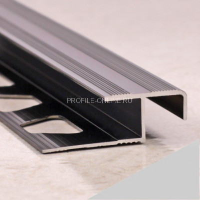 Z-профиль алюминиевый закладной с рифлением 10 мм ПО-02 серебро матовое 2,7 м