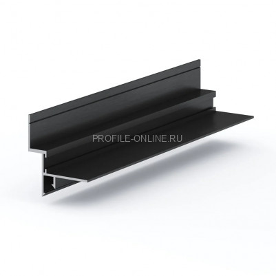 Теневой плинтус потолочный 43х38 мм под подсветку алюминиевый Laconistiq Gips Regular черный 300 см отступ 10 мм
