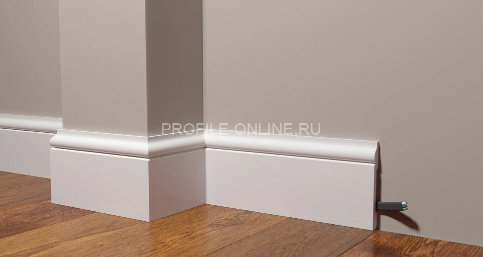 Плинтус для пола 119х15 мм Decor-Dizayn DD004 полистирол белый, под покраску 2 м