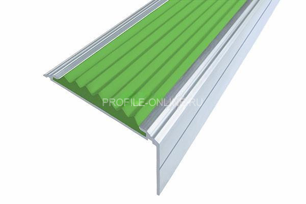 Алюминиевый угловой противоскользящий порог с резиновой вставкой 26х50 мм АУ-50 (Премиум) зеленый 3 м