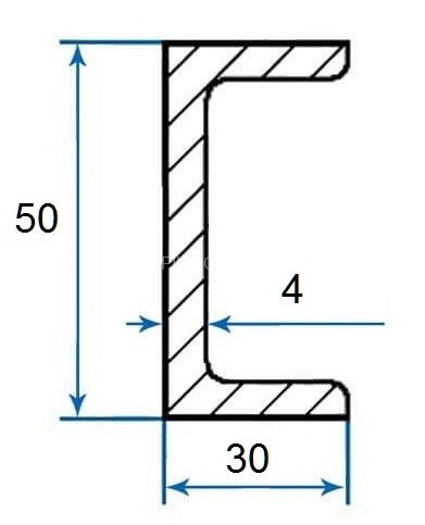 Алюминиевый П-профиль 30х50х30х4 мм 3м (швеллер)