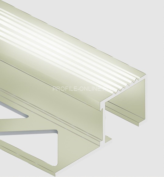 Алюминиевый П-образный профиль закладной с рифлением 20х12 мм PV52-17 титан блестящий 2,7 м