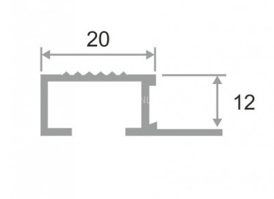 Алюминиевый П-образный профиль закладной с рифлением 20х12 мм PV52-17 титан блестящий 2,7 м