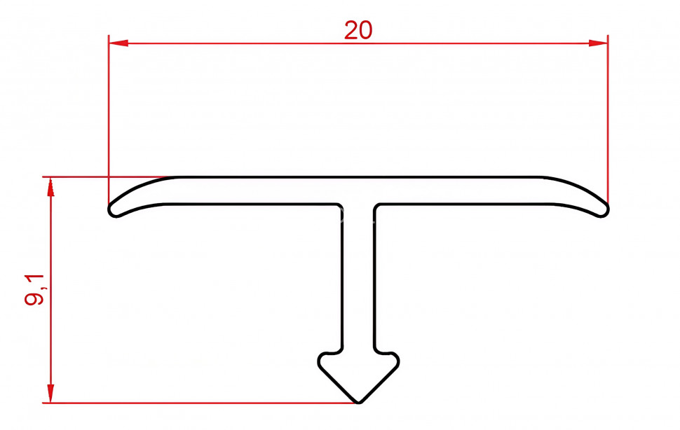 Т-профиль из алюминия 20 мм Евротрим Т-20 7337.01 серебро 300 см