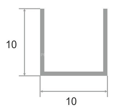 Алюминиевый П-профиль 10х10 мм П-10х10 бронза светлая глянец браш 2,7 м
