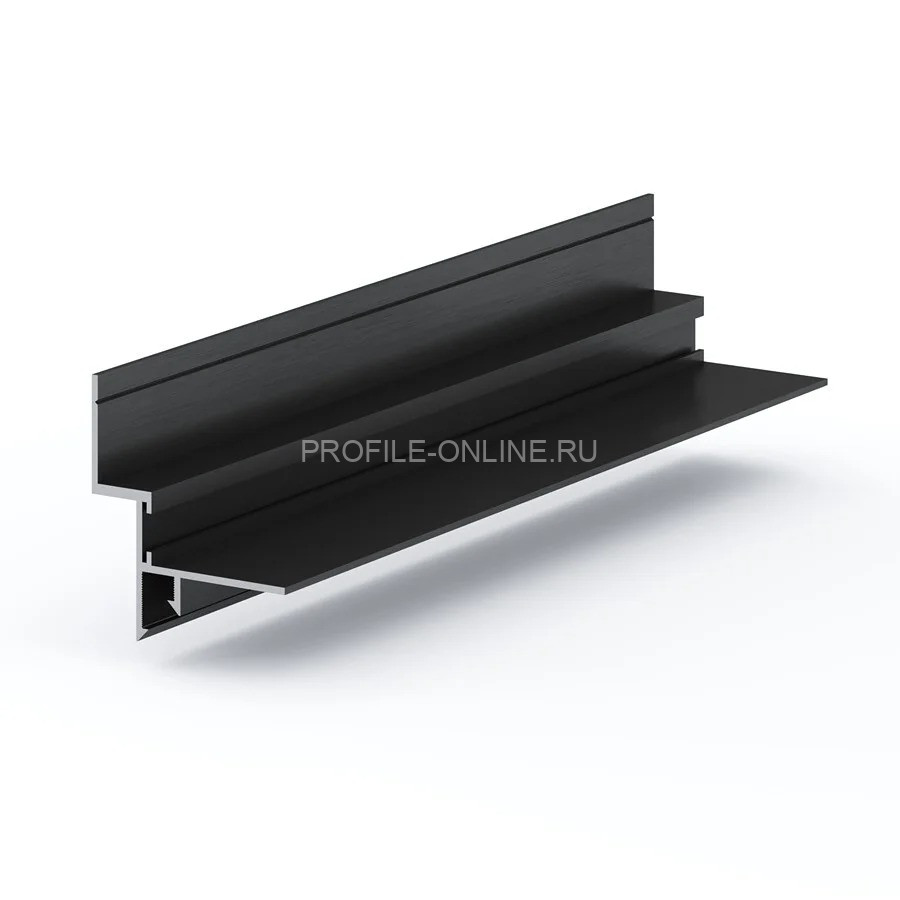 Теневой плинтус потолочный 43х38 мм под подсветку алюминиевый Laconistiq Gips Regular черный муар 300 см отступ 10 мм