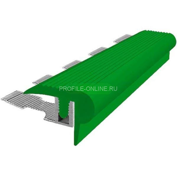 Закладной угловой профиль противоскользящий с резиновой вставкой Fm-10мм зеленый 2,7 м