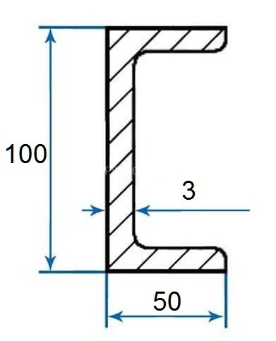 Алюминиевый П-профиль 40х100х40х3 мм 3м (швеллер)