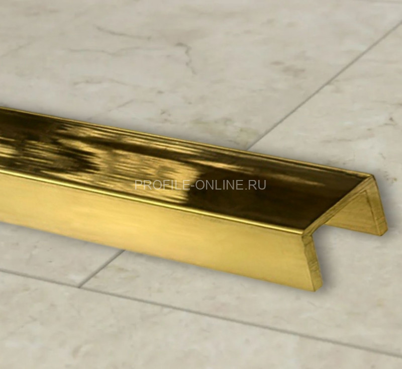 Латунный П-профиль PU 2010 ON 10х20х10 полированный 3м
