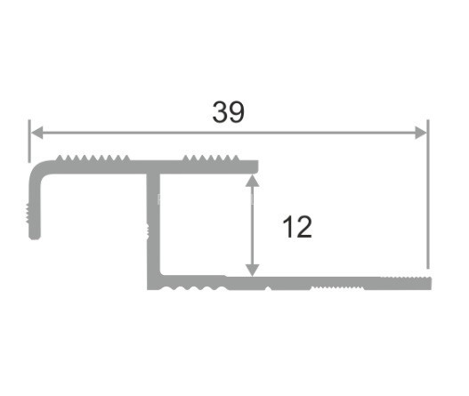 Z-профиль алюминиевый закладной с рифлением 12 мм ПО-109золото глянец 2,7 м