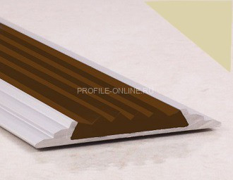 Противоскользящий порог алюминиевый с резиной 46 мм ПО-46 бронза матовая-коричневый 2,7 м