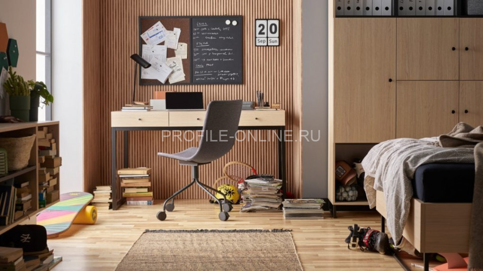 Левая планка-рейка для стеновой реечной панели VOX LINERIO S-LINE дерево 2650х28х12 мм