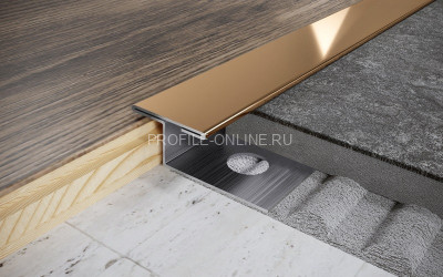 Т-профиль из нержавеющей стали закладной 12 мм FTZ 12 GP золото полированное 270 см