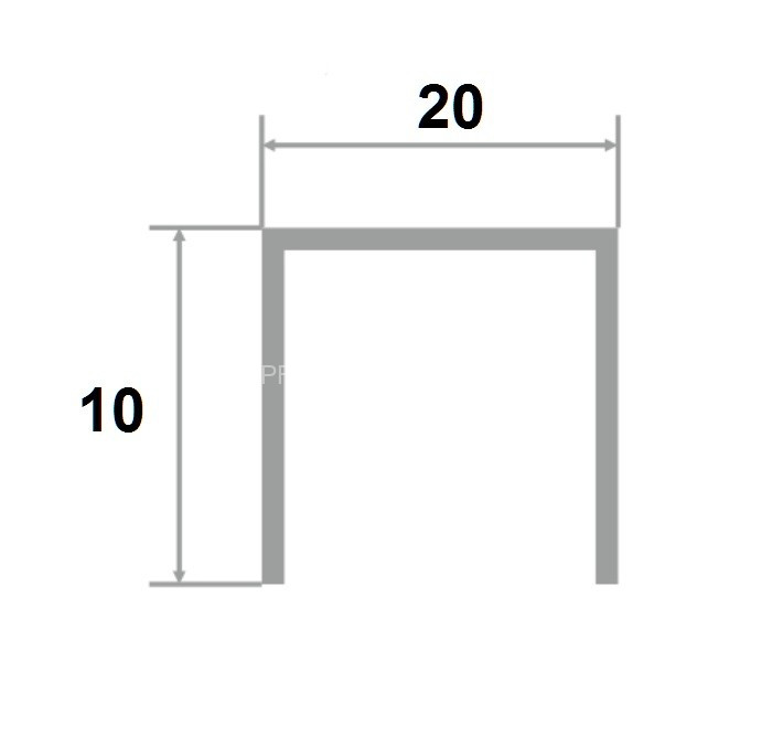 Латунный П-профиль PU 2010 OS 10х20х10 шлифованный 3м