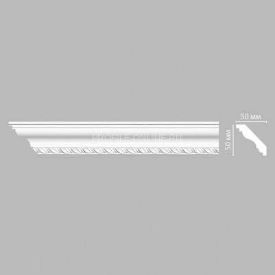 Плинтус потолочный с рисунком геометрический рельеф DECOMASTER 95638F гибкий (50x50x2400) из полиуретана, белый под покраску