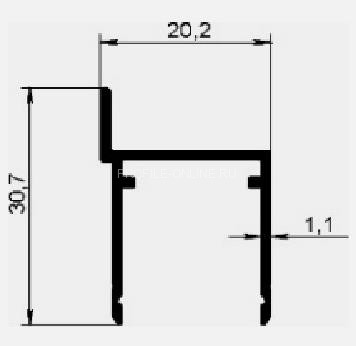 Профиль стойка вертикальная с нащельником алюминиевая под ДСП 16 мм Диал СТП-102 серебро 3 м